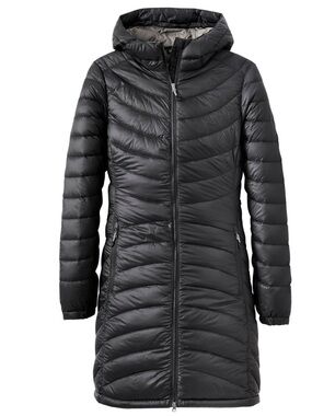 LL BEAN Women's Ultralight 850 Down Hooded Coat, Three-Quarter Length size large